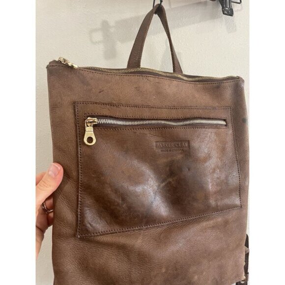 $248 PARKER CLAY Dark Brown Luxury Designer Leather Miramar Backpack Bag Purse - Picture 2 of 7